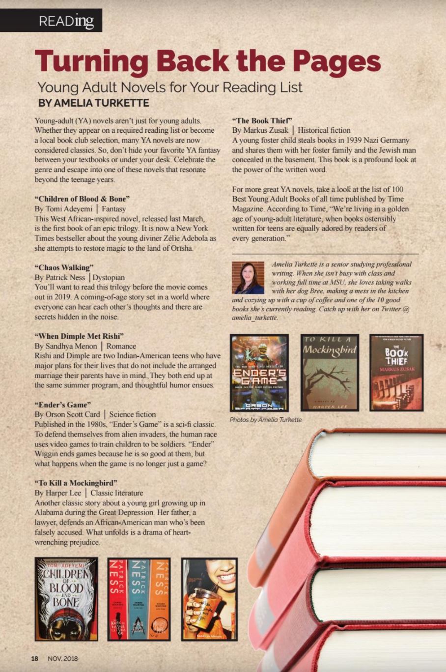 A magazine article about YA books.